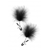 Зажимы на соски с черными пуховыми кисточками Sweet Caress Feather Nipple Clumps - Sweet Caress - купить с доставкой во Владимире
