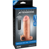 Телесная вибронасадка с кольцом  Vibrating Real Feel 1 Extension - 14 см. - Pipedream - во Владимире купить с доставкой