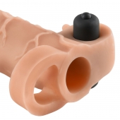 Телесная вибронасадка с кольцом Vibrating Real Feel 2 Extension - 16 см. - Pipedream - во Владимире купить с доставкой