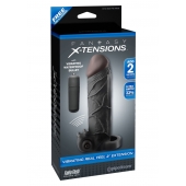 Чёрная вибронасадка с кольцом Vibrating Real Feel 2 Extension - 16 см. - Pipedream - во Владимире купить с доставкой