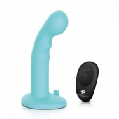 Голубая изогнутая насадка 6in Remote Control Ripple P-Spot G-Spot на черных трусиках - 16 см. - Pegasus - купить с доставкой во Владимире