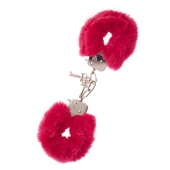 Металлические наручники с красной меховой опушкой METAL HANDCUFF WITH PLUSH RED - Dream Toys - купить с доставкой во Владимире