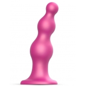Розовая насадка Strap-On-Me Dildo Plug Beads size S - Strap-on-me - купить с доставкой во Владимире