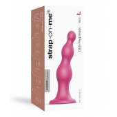 Розовая насадка Strap-On-Me Dildo Plug Beads size L - Strap-on-me - купить с доставкой во Владимире