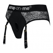 Черные трусики для насадок Diva Lingerie Harness - size L - Strap-on-me - купить с доставкой во Владимире