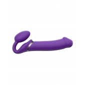 Фиолетовый безремневой вибрострапон Silicone Bendable Strap-On - size XL - Strap-on-me - купить с доставкой во Владимире