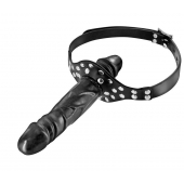 Черный кляп-фаллоимитатор Double Penis Gag - Fetish Tentation - купить с доставкой во Владимире