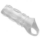 Насадка на пенис с кольцом для мошонки Clear Sensations Enhancer Sex Sleeve - 11,5 см. - XR Brands - во Владимире купить с доставкой