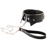 Черный ошейник-воротничок с металлическим поводком - Crazy Handmade - купить с доставкой во Владимире
