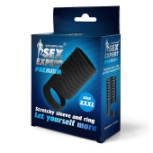 Черная открытая насадка на пенис с кольцом для мошонки XXXL-size - 9,9 см. - Sex Expert - во Владимире купить с доставкой