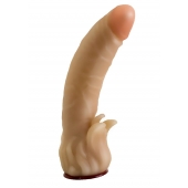 Телесная гелевая насадка-фаллос с клиторальными лепестками - 18,5 см. - LOVETOY (А-Полимер) - купить с доставкой во Владимире