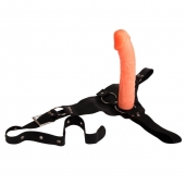 Гладкий фаллоимитатор с крупной головкой на ремешках - 19,7 см. - Baile - купить с доставкой во Владимире