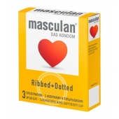 Презервативы с колечками и пупырышками Masculan Ribbed+Dotted - 3 шт. - Masculan - купить с доставкой во Владимире