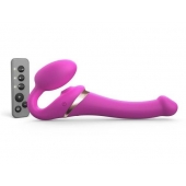 Ярко-розовый безремневой страпон Multi Orgasm Size S с клиторальной стимуляцией - Strap-on-me - купить с доставкой во Владимире