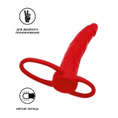 Красная насадка на пенис для двойного проникновения Black Red - 16,5 см. - ToyFa - купить с доставкой во Владимире