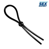 Черное силиконовое лассо с шариком для утяжки - Sex Expert - во Владимире купить с доставкой