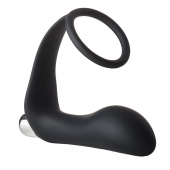 Черное эрекционное кольцо с вибропробкой Vibrating Anal Plug With Cockring - Dream Toys - во Владимире купить с доставкой