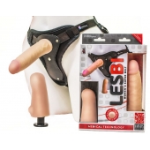 Телесный страпон Harness LESBI с вагинальной пробкой - 16,5 см. - LOVETOY (А-Полимер) - купить с доставкой во Владимире