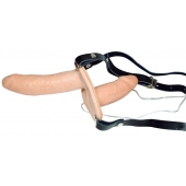 Телесный женский страпон с вагинальной пробкой Strap-On Duo - 15 см. - Orion - купить с доставкой во Владимире