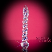 Прозрачный фаллос из стекла со спиралью - 18 см. - Sexus купить с доставкой в интернет-магазине Orgasmix во Владимире Прозрачный фаллос из стекла со спиралью - 18 см. - Sexus