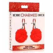 Красные зажимы на соски с помпонами Pom Pom - XR Brands - купить с доставкой во Владимире