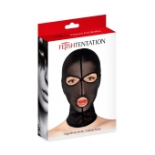 Черная сетчатая маска на голову с отверстиями для глаз и рта - Fetish Tentation - купить с доставкой во Владимире