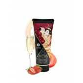 Массажный крем для тела с ароматом клубники и шампанского Sparkling Strawberry Wine - 200 мл. - Shunga - купить с доставкой во Владимире