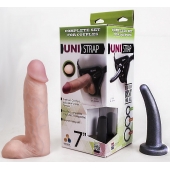 Страпон-унисекс с двумя насадками UNI strap 7  Harness - 19 и 16 см. - LOVETOY (А-Полимер) - купить с доставкой во Владимире