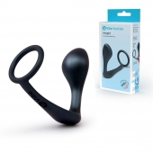 Черное эрекционное кольцо со стимулятором простаты Ringer Cock Ring   Plug - b-Vibe - во Владимире купить с доставкой