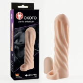 Телесная насадка-удлинитель Okoto со спиралевидным рельефом - 16 см. - Sitabella - во Владимире купить с доставкой