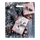Новогодний пакет с принтом в виде подарков и вырубной ручкой (45х38 см) - Сима-Ленд - купить с доставкой во Владимире