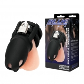 Черная клетка для пениса Silicone Small 2 in Cock Cage With Ball Divider - BlueLine - купить с доставкой во Владимире
