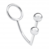 Кольцо на пенис с анальным стимулятором Two Bead Stainless Steel Anal Hook   Cock Ring - BlueLine - во Владимире купить с доставкой