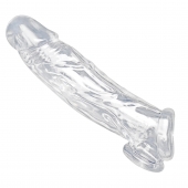 Прозрачная насадка для увеличения члена Realistic Clear Penis Enhancer and Ball Stretcher - 20,3 см. - XR Brands - во Владимире купить с доставкой