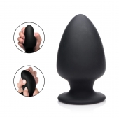 Черная мягкая анальная пробка Squeezable Large Anal Plug - 13,2 см. - XR Brands