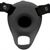 Черный полый страпон с вибрацией 2’’ Erection 28X Smooth Vibrating Silicone Penis Sheath - XR Brands - купить с доставкой во Владимире