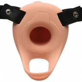 Телесный полый страпон 2  Erection 28X Smooth Vibrating Silicone Penis Sheath - 16 см. - XR Brands - купить с доставкой во Владимире