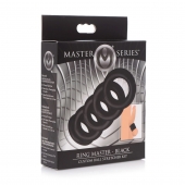Комплект из 5 черных эрекционных колец для мошонки Ring Master Custom Ball Stretcher Kit - XR Brands - во Владимире купить с доставкой