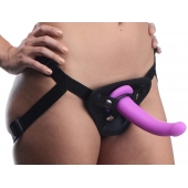 Лиловый поясной страпон Navigator Silicone G-Spot Dildo with Harness - 17,8 см. - XR Brands - купить с доставкой во Владимире