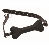 Черный кляп в форме косточки Hound Adjustable Dog Bone Gag - XR Brands - купить с доставкой во Владимире