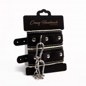 Черные скругленные наручники с мягкой бежевой подкладкой - Crazy Handmade - купить с доставкой во Владимире