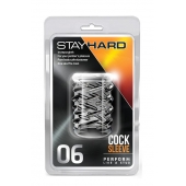 Прозрачная насадка с объёмными чёрточками STAY HARD COCK SLEEVE 06 CLEAR - Blush Novelties - во Владимире купить с доставкой