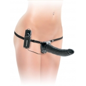 Черный страпон с вагинальной пробкой Deluxe Vibrating Penetrix Strap-On - 19 см. - Pipedream - купить с доставкой во Владимире