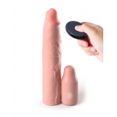 Телесная вибронасадка на член 3  Vibrating Mega X-tension with Remote - 22,9 см. - Pipedream - во Владимире купить с доставкой