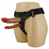 Темно-бежевый фаллопротез для двойного проникновения - 17,5 см. - Baile - купить с доставкой во Владимире