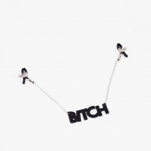 Зажимы на соски с кожаной подвеской Bitch - Crazy Handmade - купить с доставкой во Владимире