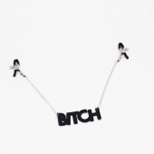 Зажимы на соски с кожаной подвеской Bitch - Crazy Handmade - купить с доставкой во Владимире