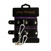 Черно-фиолетовые скругленные наручники с мягкой подкладкой - Crazy Handmade - купить с доставкой во Владимире