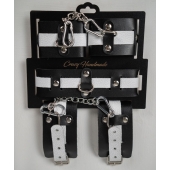 Набор фиксаторов из черной и белой натуральной кожи - Crazy Handmade - купить с доставкой во Владимире