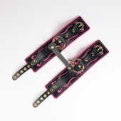 Черные кожаные оковы с розовой строчкой - Crazy Handmade - купить с доставкой во Владимире